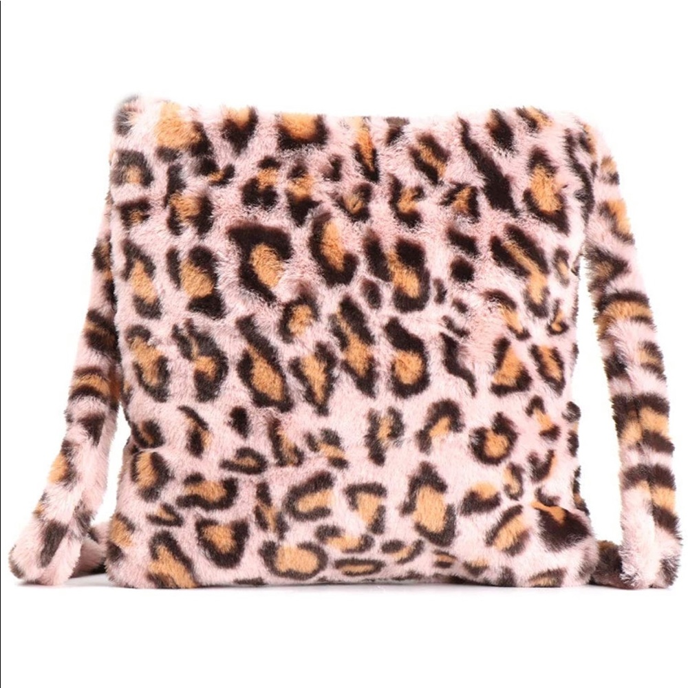 Pink Leopard Printed Shoulder Bag Soft Handbag